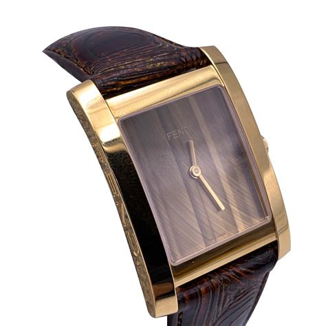 Fendi Gold Plated Rectangle 7000 G Quartz Wrist .